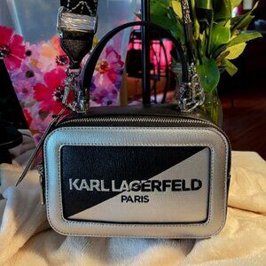Karl Lagerfeld Paris, NWT Unisex Black Simone Two Tone Crossbody
